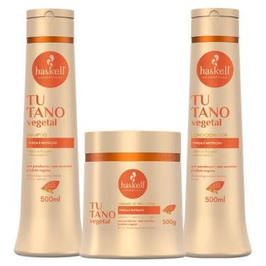 Imagem de Kit Haskell Tutano Vegetal Shampoo + Condicionador e Máscara 500g Sem 