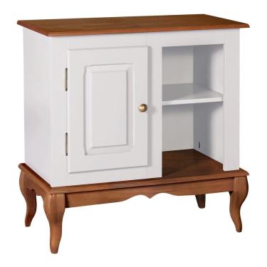 Imagem de Gabinete para Banheiro 1 Porta 2 Nichos e Pés Luiz XV Dália 3051 - Off White/Imbuia Glazer