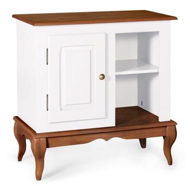 Imagem de Gabinete para Banheiro 1 Porta 2 Nichos e Pés Luiz XV Dália 3051 - Branco/Imbuia Glazer