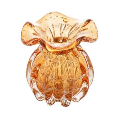 Imagem de Vaso Murano De Vidro Italy Ambar Dourado 10x11cm Wolff