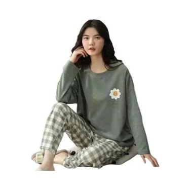 Imagem de Conjunto De Pijamas De Manga Longa Para Mulheres plus Size, Roupas De 