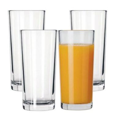 Imagem de Jogo 4 Copo De Vidro Alto Liso Transparente Alto Jamaica 320ml Class H