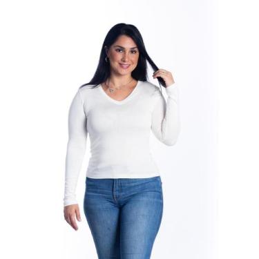 Imagem de Blusa Feminina Manga Comprida Segunda Pele De Frio Gola V - Maranne, O