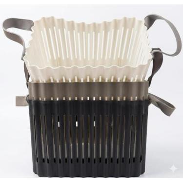 Imagem de Cesto Organizador Multiuso Retangular 24cm com Alça Plástico Vazado So