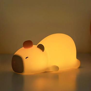 Imagem de Luminária Luz Noturna Capivara Controle por Toque Desligamento Automático Silicone Branco OEM