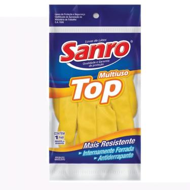 Imagem de Luva de Limpeza Antiderrapante Forrada Top para Proteção das Mãos em Látex com Forro Interno Flocado Uso Doméstico