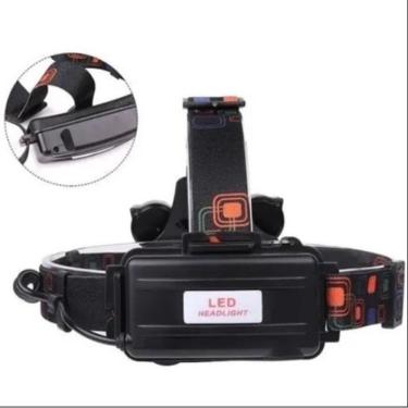 Imagem de Lanterna de Cabeça Recarregável T6 Cree 3 Leds Fortes Alcance 300 Metros Ajustável Preto OEM