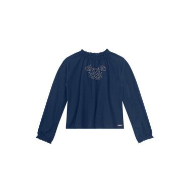 Imagem de Blusa infantil menina com bordado de coração Mundi Azul-Feminino