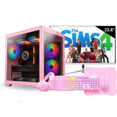 Imagem de PC Gamer Rosa Completo Intel i7 Placa de vídeo 4GB Ram 16GB SSD 480GB 