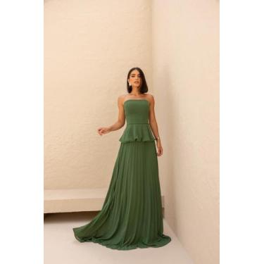 Imagem de Vestido Longo Elegante sem alça Plissado Madrinha - - Glamoor Festa, V