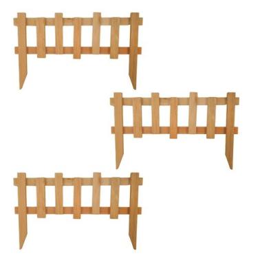 Imagem de 3 Cercas Jardim Madeira Eucalipto Ondulada 18x50cm Natural - Tudo Jard