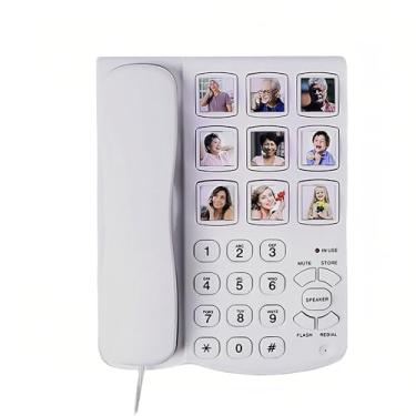 Imagem de Benotek Telefone com imagem de botão grande com fio para idosos com rediscagem de alto-...