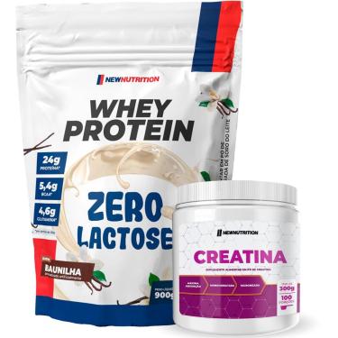 Imagem de Combo Suplementos Whey Protein Zero Lactose 900g Baunilha + Creatina Monohidratada 300g...