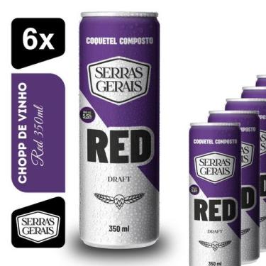 Imagem de Coquetel Alcoólico Sabor Vinho Serras Gerais Red Draft 350ml Kit 6 uni