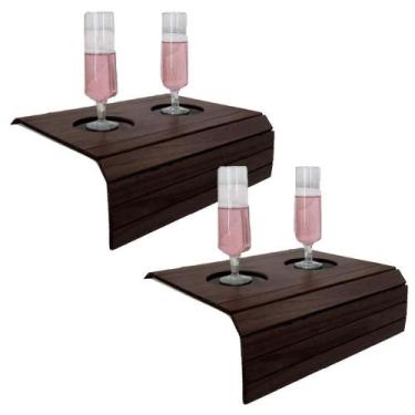 Imagem de Kit 02 Esteiras Bandeja com Porta Copos para Sofá Tabaco G20 - Gran Be