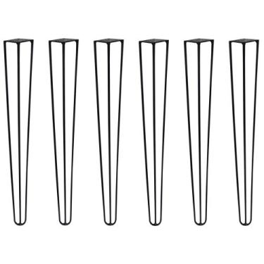 Imagem de Kit 6 Pés de Metal 60 CM Hairpin Legs Mesa de Canto Aparador Preto G41