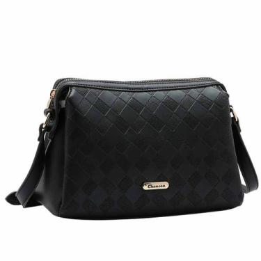 Imagem de Bolsa Feminina Transversal Moderna Elegante Relevo Chenson, Preto, UN
