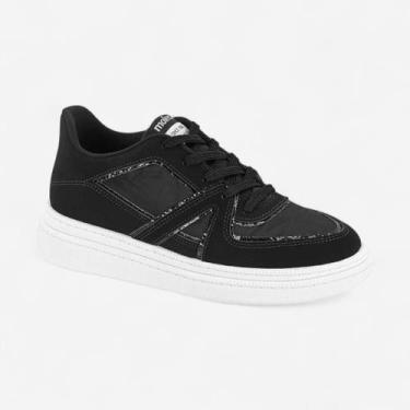 Imagem de Tênis Moleca Casual Com Glitter Nobuck Preto, Preto, 36