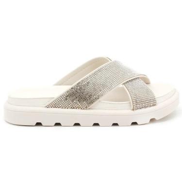 Imagem de Tamanco Vizzano Flatform Tiras Brilho Feminino 6459122, Off white, 36
