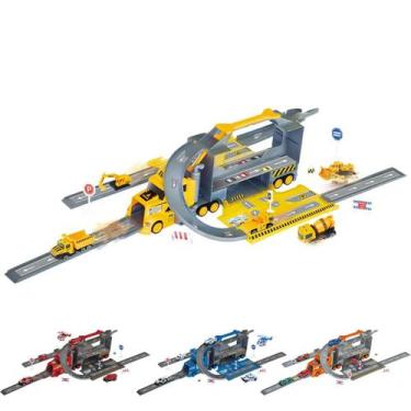 Imagem de Caminhão Garagem Pista Carrinhos Polícia Bombeiro Construção - Dm Toys