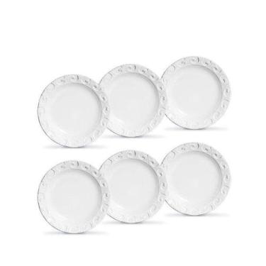 Imagem de Conjunto de Prato Sobremesa Branco Ceramica Colonial 6 pcs - Scalla
