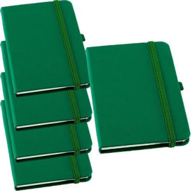 Imagem de Kit 5x Caderneta de Anotações 9x14cm 80 Fls Pautadas Verde - TopGet