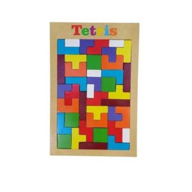 Imagem de Brinquedo Educativo Madeira Quebra Cabeça Tetris Criança  brinquedo de