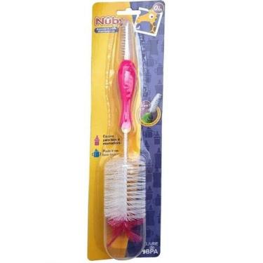 Imagem de Escova Limpeza para Mamadeira Bicos e Garrafas NUBY 2 em 1, Rosa