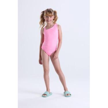 Imagem de Maiô Infantil Alças Assimétricas Liso - VIDA COSTEIRA, Rosa, 3