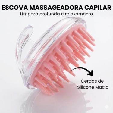 Imagem de Escova Massageadora Couro Cabeludo Silicone Lavar Cabelo Anti Caspa - 