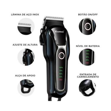 Imagem de Máquina de Tosa Profissional Corta Unhas e Pêlos - Kemei, Bivolt