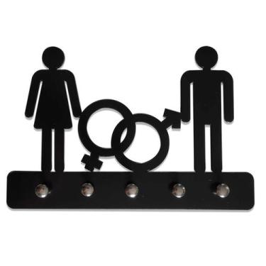 Imagem de Porta Chaves Casal Homem e Mulher Decoração Criativa - Geek Vip, Preto