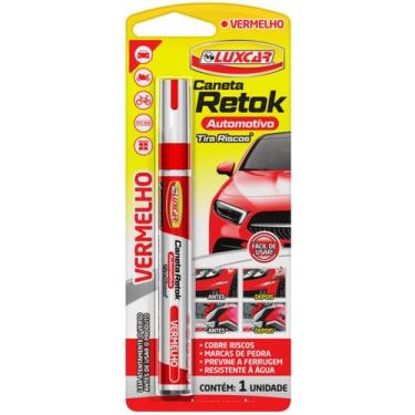 Imagem de Luxcar Caneta Retok Tira Riscos Vermelho Corrige Arranhões e Disfarça 