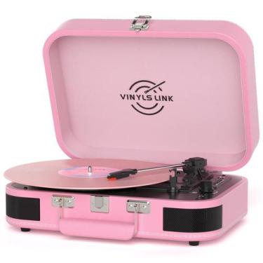 Imagem de Tocador de Discos de Vinil Bluetooth VINYLS LINK Vintage Rosa