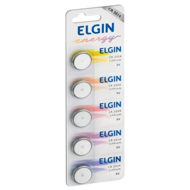 Imagem de Bateria de Lítio CR2016 Elgin 82191 - Cartela com 5 unidades