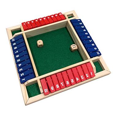 Imagem de Jogo de tabuleiro de madeira de quatro lados com 10 números, mesa de dados, jogo de tabuleiro, brinquedo, brinquedo para família, adultos, festa colorida
