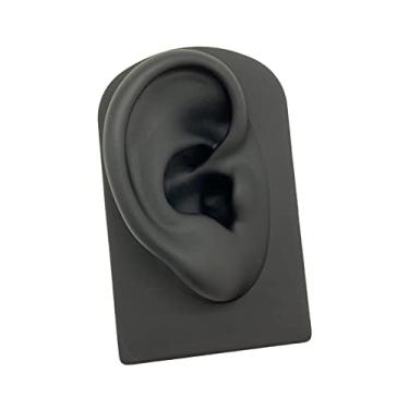 Imagem de Newmind Adereços para modelo de orelha de silicone, artificial, macio, modelo de piercing, exercícios, estudo, escritório, adereços de exibição - preto