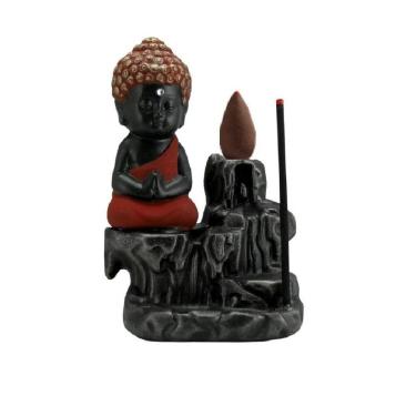 Imagem de Incensário Cascata Buda Preto Com Vermelho +10 Incensos