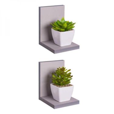 Imagem de Kit 2 Prateleiras Buzios 15 X 12cm Cinza Claro