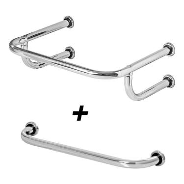 Imagem de Barra De Apoio Para Lavatório 50x65cm + 1 Barra Reta De 80cm