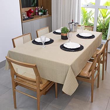 Imagem de Toalha de Mesa 8 Lugares Quadrada 2,10m x 2,10m Bege Texturatta Acabamento Alta Durabilidade COZZILAR