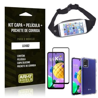 Imagem de Kit Pochete Lg K62 Pochete+Capa Anti Shock+Película Vidro 3D