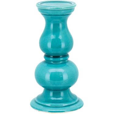 Imagem de CORELLA CASTIÇAL 23x12x12cm CERÂMICA AZUL