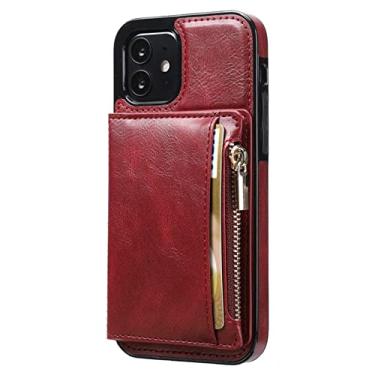 Imagem de Estojo Carteira Flip para iPhone 13 12 Mini 11 Pro Max X XS Max XR 8 7 Plus Se2020 Cartões de Couro Capa de Livro, Vermelho, iPhone 7Plus 8Plus