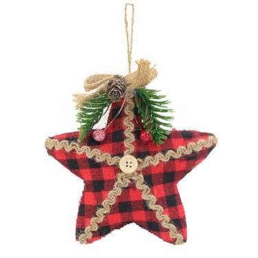 Imagem de Kit 6 Enfeites Árvore Natal Pendente Natalino Estrela 15cm