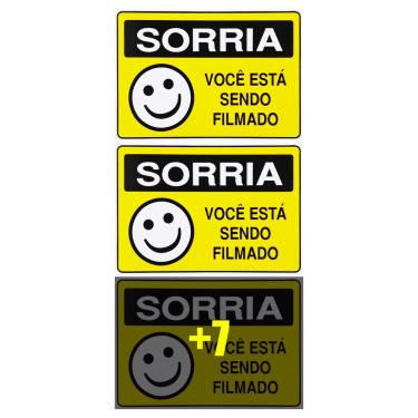 Imagem de Combo 10 Placas De Sinalização Sorria Você Está Sendo Filmado 20x15 Acesso - P-25 F9e