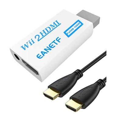 Imagem de Eanetf Conversor de Wii para HDMI, Wii para HDMI 1080p com cabo HDMI de alta velocidade de 1,5 m, adaptador HDMI Wii2, saída de vídeo e áudio com conector de áudio de 3,5 mm, suporta todos os monitores Wii 720P, NTS