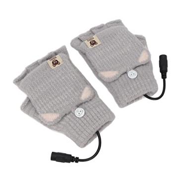 Imagem de Luva Aquecedora Aquecida Flexível Lavável Portátil USB Luva de Aquecimento Adorável Moda Trabalho de Escritório Para Mulheres (Cinza)
