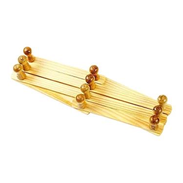 Imagem de Fenteer Cabide de parede montado na parede expansível decorativo 10 ganchos decoração de casa de madeira