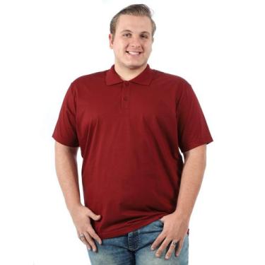 Imagem de Camisa Polo Plus Size Masculina Anistia Lisa Básica Bordo